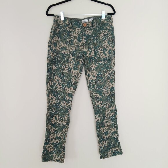 Anthropologie Hei Hei Sylvan Green Floral Camouflage Stretch Cargo Pants Size 29 - Picture 4 of 9